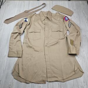 Vintage WWII Bruin Shirt Khaki A5 Fifth Army Ike Uniform Named 1940s